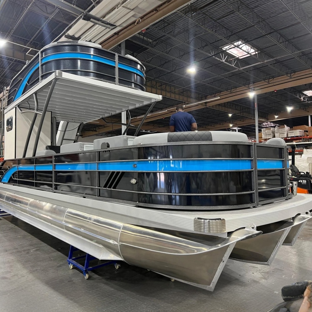 27ft de loisirs de loisirs en aluminium Ponton Double Decker avec toboggan