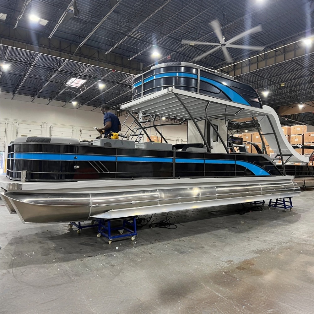 27ft de loisirs de loisirs en aluminium Ponton Double Decker avec toboggan