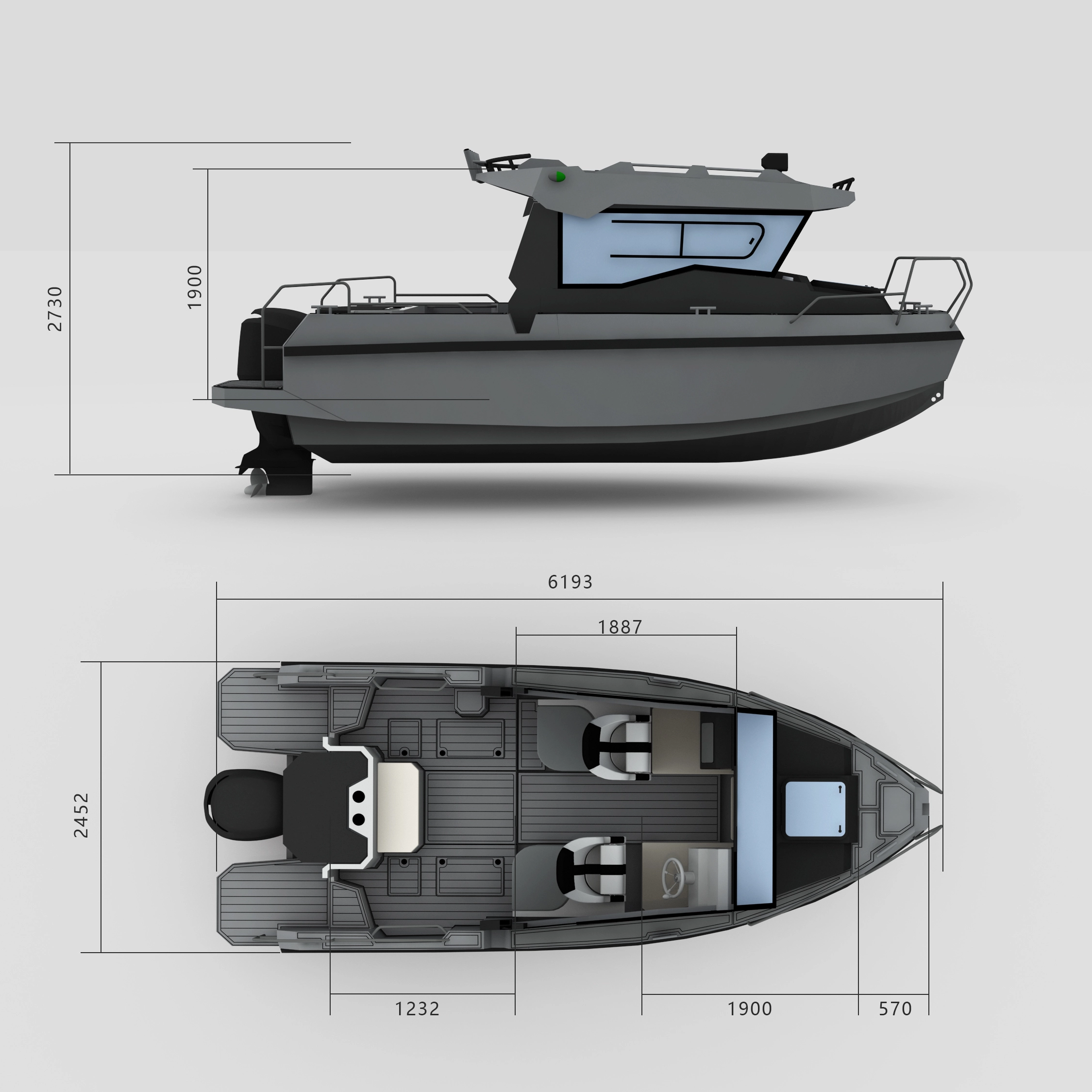 6,2 m bateau de pêche en aluminium Bladecraft