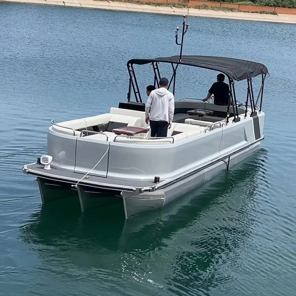 Bateau ponton à deux étages Tritoon Party de 23 pieds avec toboggan